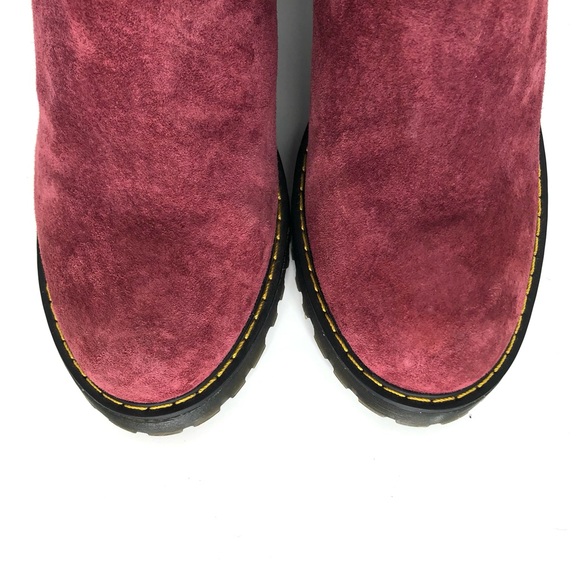 Dr Martens Magdalena Suede Leather Burgundy Ankle Zip Boots Women’s 11 Shoes - Picture 8 of 13